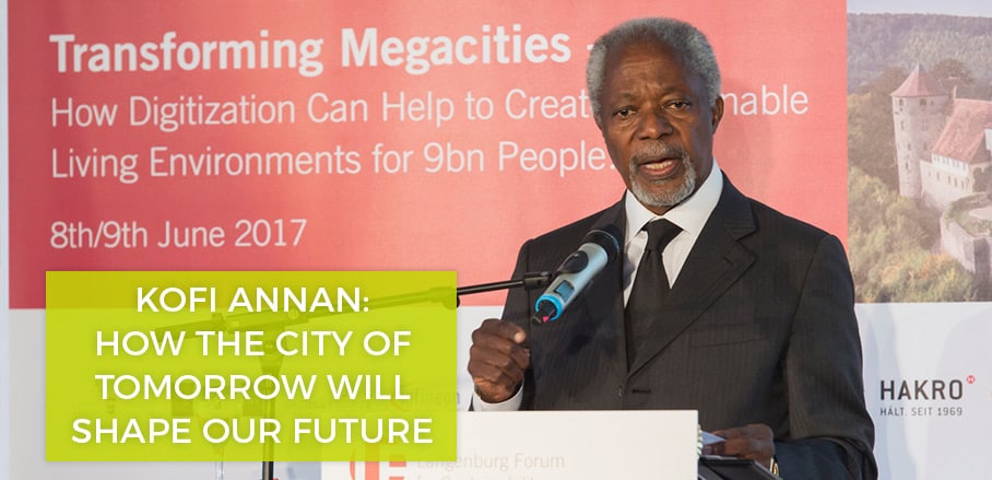 Kofi Annan, former Secretary-General of the United Nations, appeals at the international community to strengthen cooperation in urban development. (Picture: Langenburg Forum für Nachhaltigkeit gGmbH/Nicole Maskus-Trüppel)