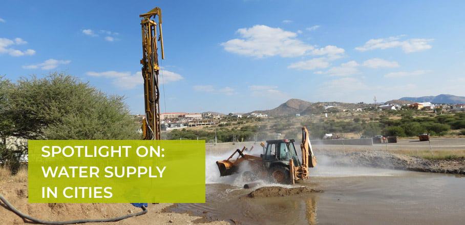 Drilling of deep well boreholes (450m) for the emergency expansion of the groundwater resources in 2016 during the peak of the drought