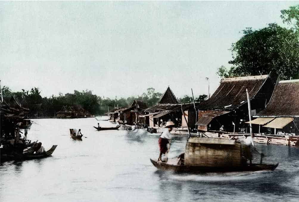 Boats on a river in southeast Asia