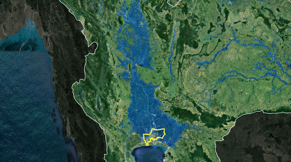 Map of Thailand with flooded areas 2011
