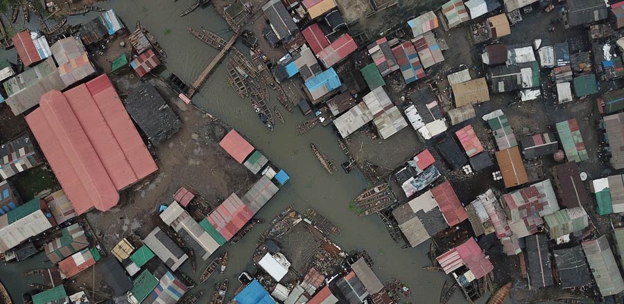 Drone shot of village of Makoko © CodeForAfrica