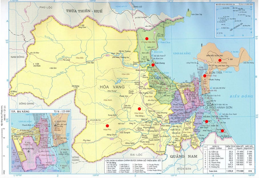 Map of Da Nang region