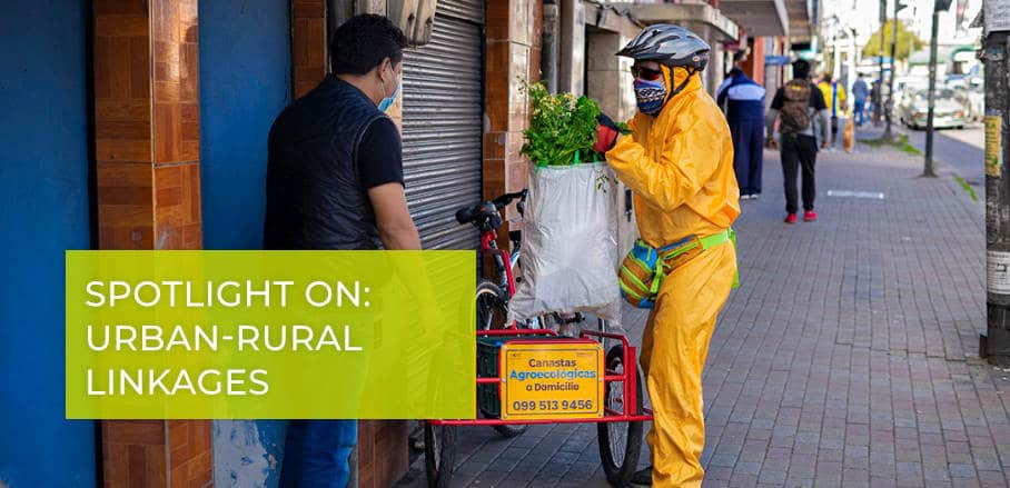 Delivery of food baskets on bikes is one way the agricultural sector in Ecuador ensures to survive the pandemic.