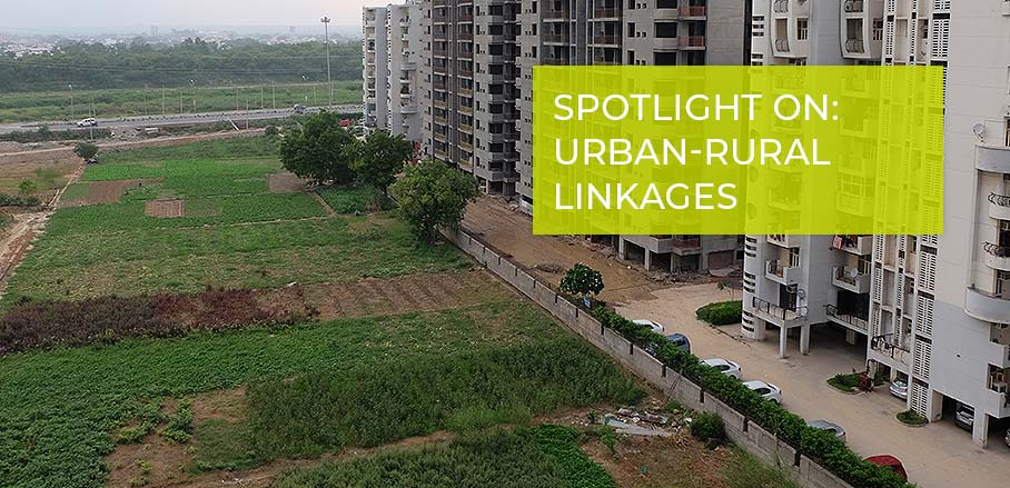 Spaces of urbanisation and agriculture are bordering eacht other on the outskirts of Faridabad