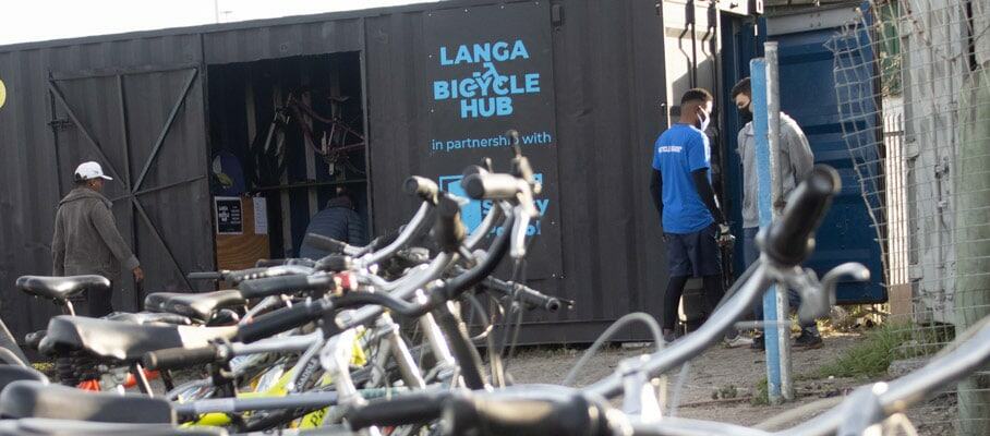 The Langa Bicycle Hub offers bike repairs, sales, and cycling lessons