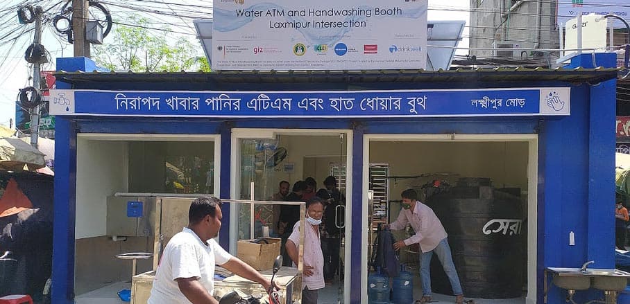 climate resilient water supply in Bangladesh benefits from innovative solutions like water ATMs