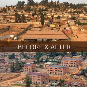 Two pictures showing the Mpazi building before and after construction