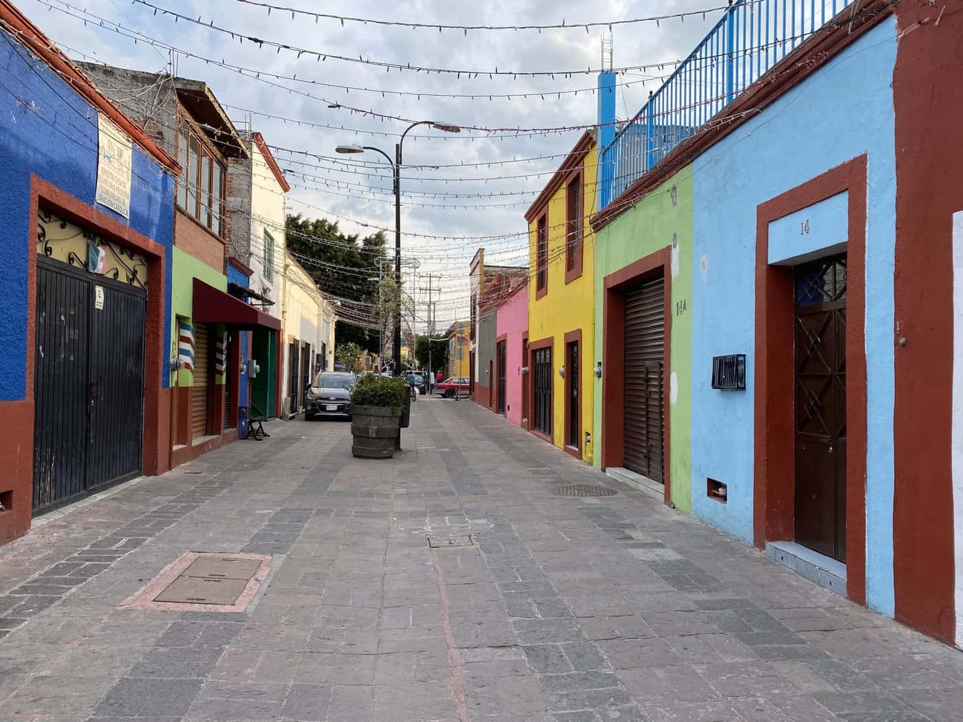 A pedestreian alley with colorful houses